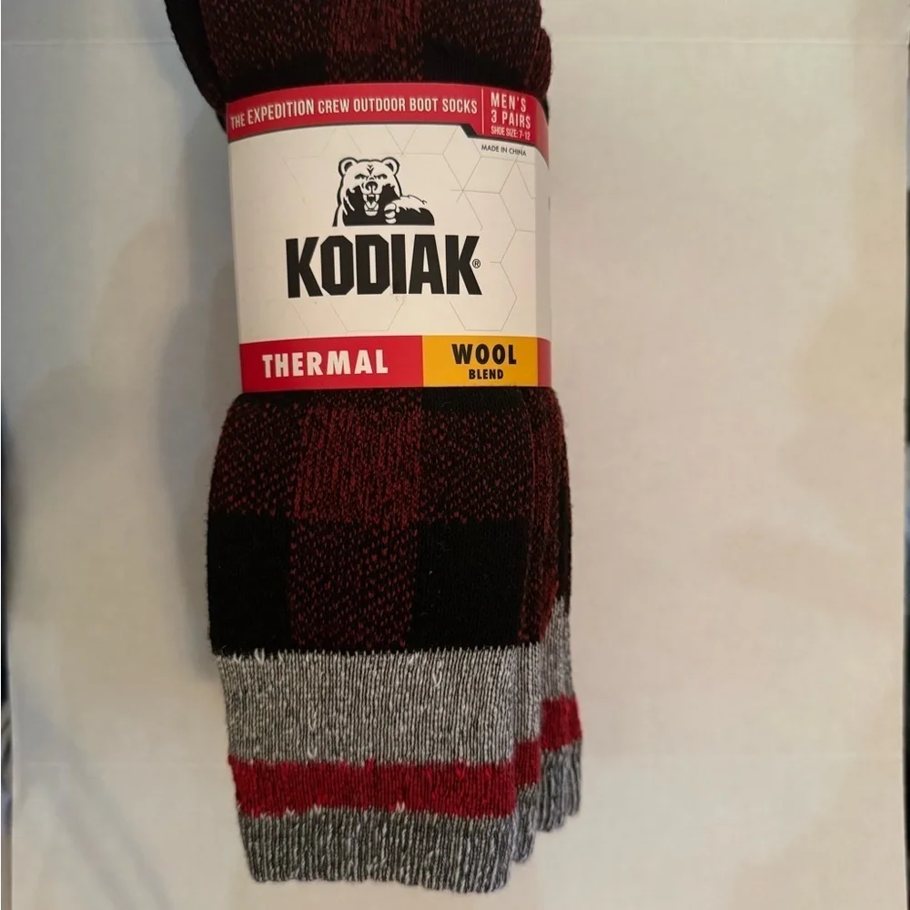 KODIAK MENS WOOL THERMAL SOCK BLKRED